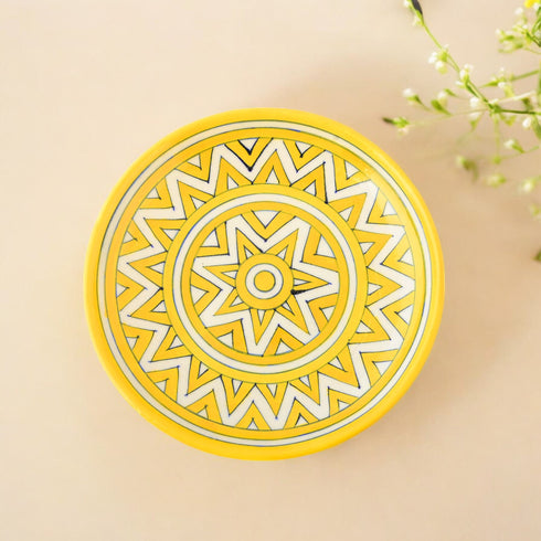 Blue Pottery Star Pattern Decorative Plate—Yellow—8”