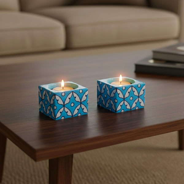 Blue Pottery T-Light Holders