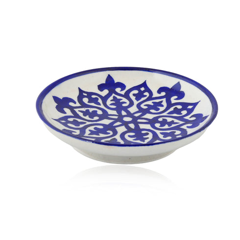 Blue Pottery Traditional Pattern Decorative Plate—Cobalt Blue & White—8”