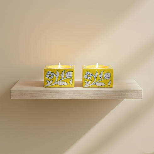 Blue Pottery set of 2 T-Light Holders