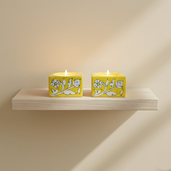 Blue Pottery set of 2 T-Light Holders