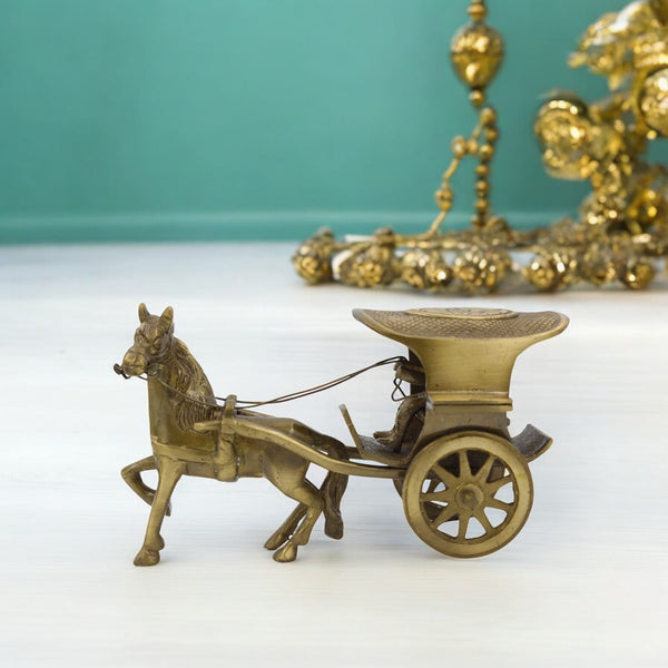 Brass Horse Cart Antique Style Tanga Rath – Decorative Statue/Showpiece for Home, Office, Living Room, Study Table, Unique Gift