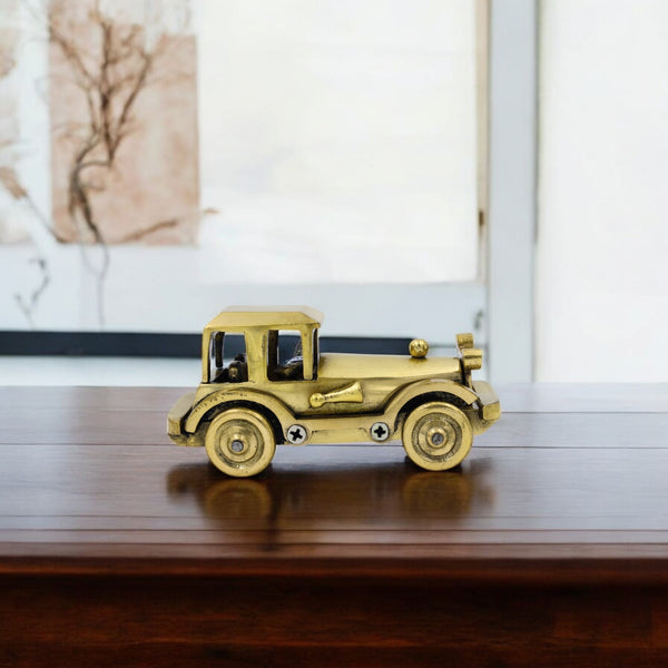 Brass Vintage Motor Car Showpiece Figurine Statue Decoration for Office, Counter, Centre Table