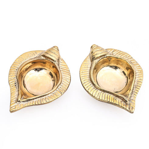 Brass Akhand Shankh Diya (Set of 2) – Spiritual Décor Item