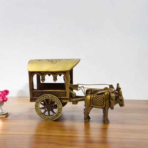 Brass Bullock Cart Statue Showpiece for Home Decor Gift
