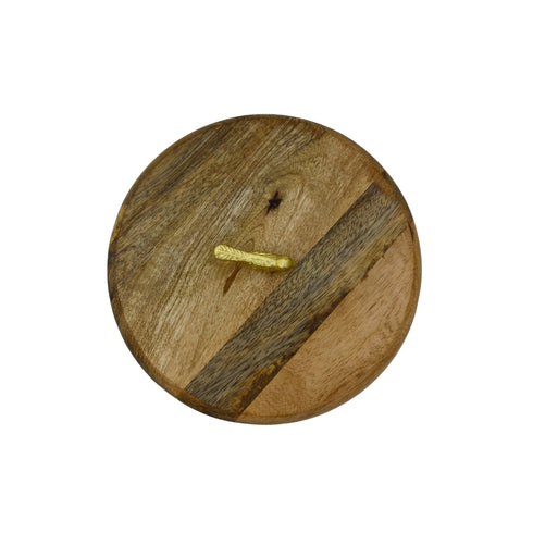 Brass Chapati box with wooden lid and tong