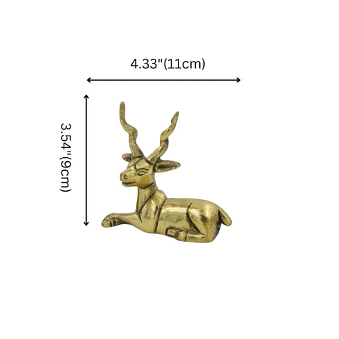 Brass Deer Pair Ethnic Design Handmade Statue for Home Decor Office Counter Unique Piece