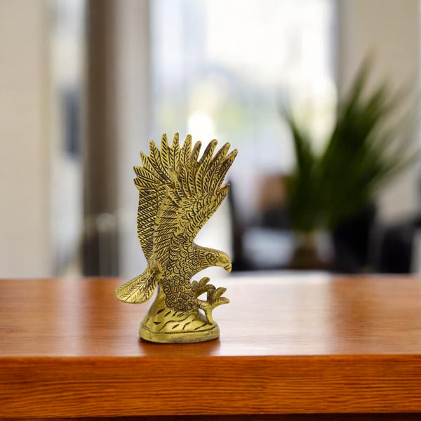 Brass Eagle Statue | Wild Bird Flying Golden | Eagle Spreading Wings Sculpture Home Office Showpiece