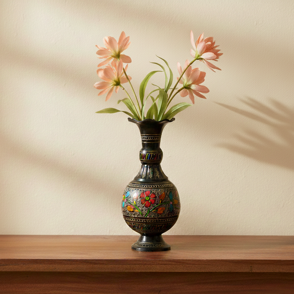 Brass Flower Vase Vintage Look - black