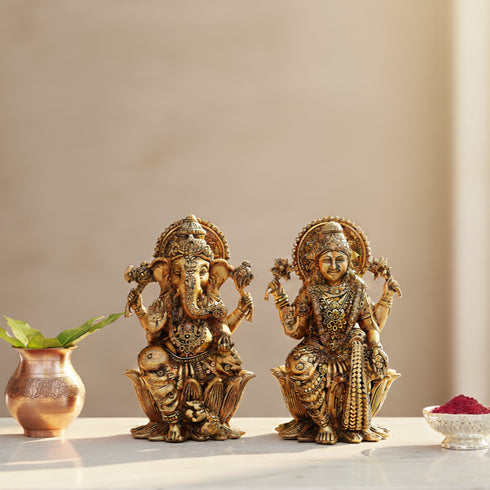 Brass Ganesh Lakshmi Set – Work desk Idol