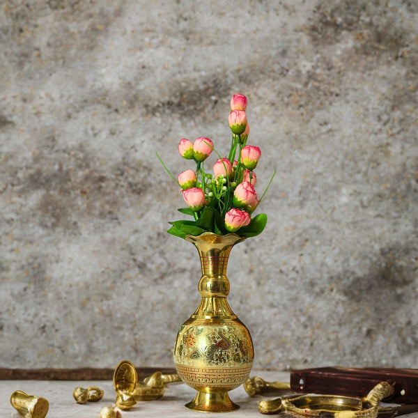 Brass Handicraft Flower Vase/Flower Pot for Office and Home Decor with a touch of Indian artistry