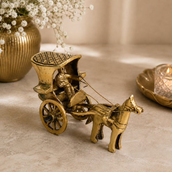 Brass Horse-Drawn Carriage Showpiece