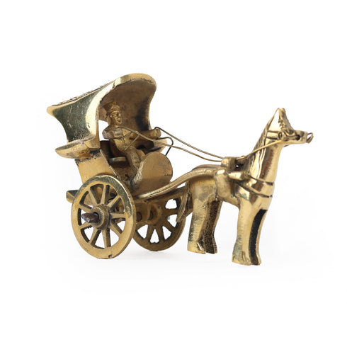 Brass Horse-Drawn Carriage Showpiece