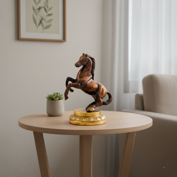 Brass Horse with Uplifted Legs Standing Horse
