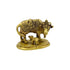 Brass Kamdhenu Cow with Calf Featuring Krishna Carvings | Temple, Pooja, and Home Decor Showpiece