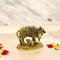 Brass Kamdhenu Cow with Calf Featuring Krishna Carvings | Temple, Pooja, and Home Decor Showpiece
