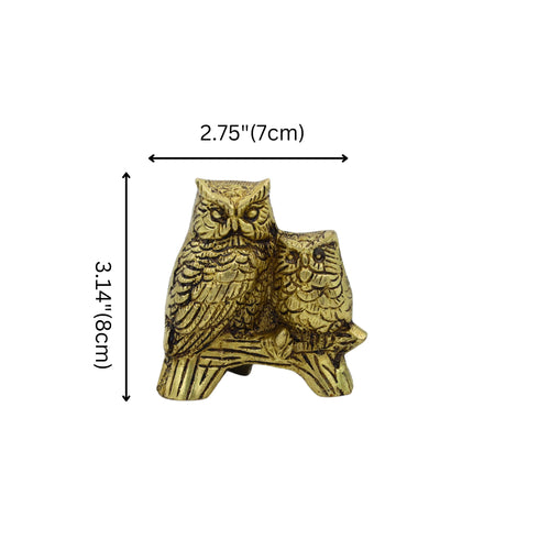 Brass Owl and Owlet Pair