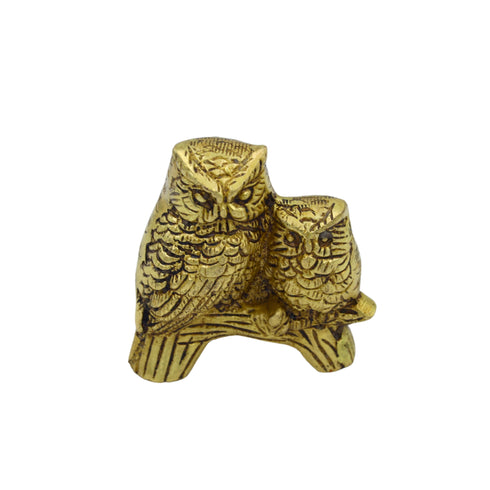 Brass Owl and Owlet Pair
