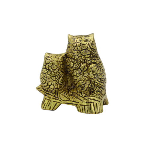 Brass Owl and Owlet Pair