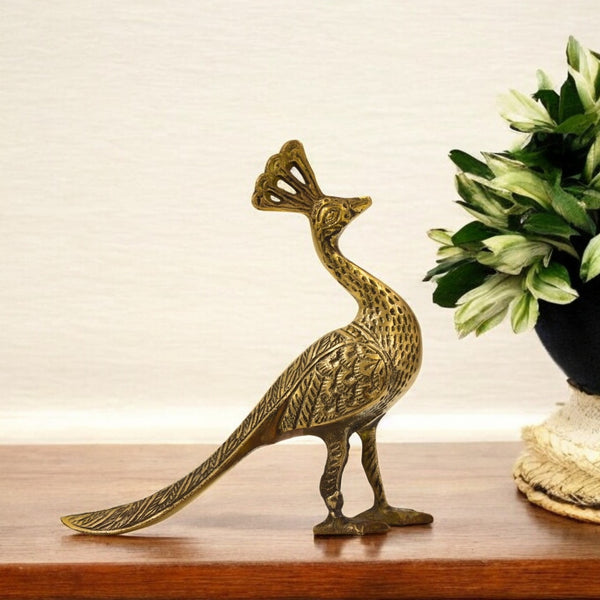 Brass Peacock Peacock Bird Figurine for Home Decor Table Top Living Room Showpiece Statue