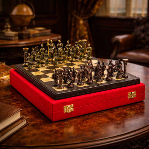 Brass Roman Figurine Chess Set – Premium Gifting Item