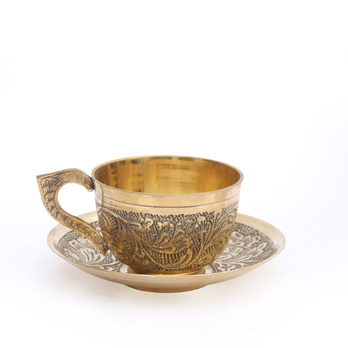 Brass Teapot Set with Cups and Saucer – Table Decor Item