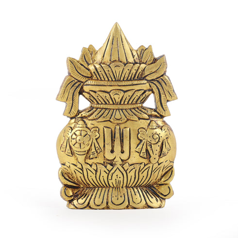 Brass Vaishnav Kalash with Shankh and Chakra motif Showpiece