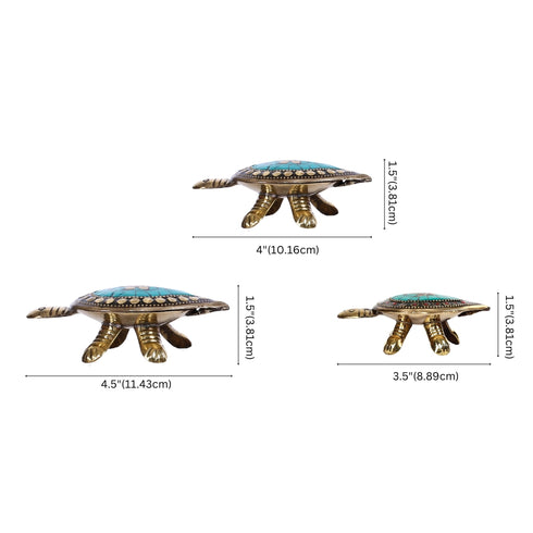 Brass Wish Tortoise with Secret Wish Compartment -  Set of 3