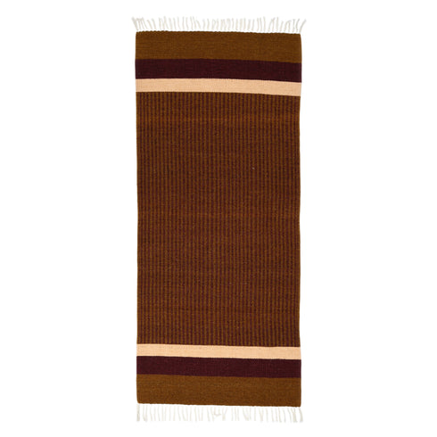 Brown Handwoven Jawaja Durrie—Stripe Pattern
