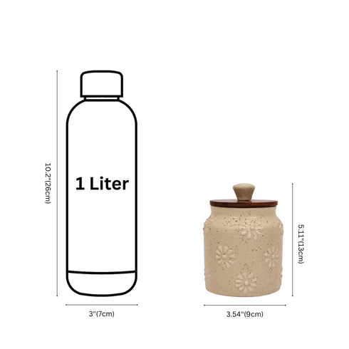 Ceramic Air-tight Jars with flower embossed pattern