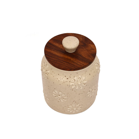 Ceramic Air-tight Jars with flower embossed pattern