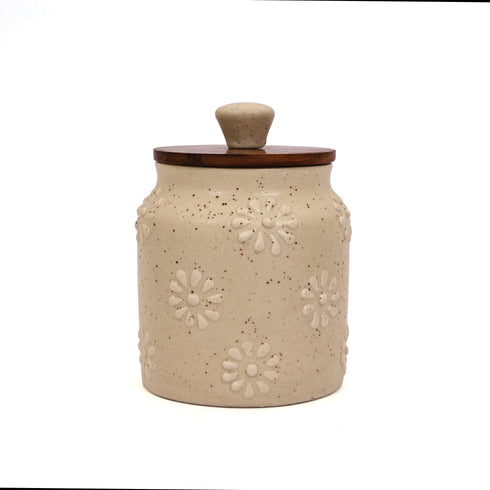Ceramic Air-tight Jars with flower embossed pattern