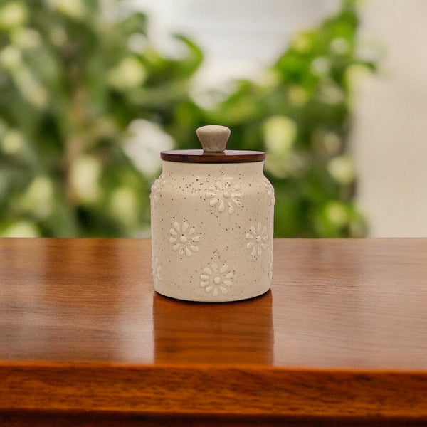 Ceramic Air-tight Jars with flower embossed pattern