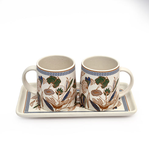 Ceramic Coffee Cup set with Tray