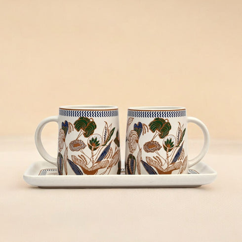 Ceramic Coffee Cup set with Tray
