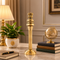 Handcrafted brass Ashoka Pillar replica with Sarnath lion capital detail, antique finish showpiece