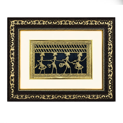 Dhokra Art Tribal Women at Work Glass Frame