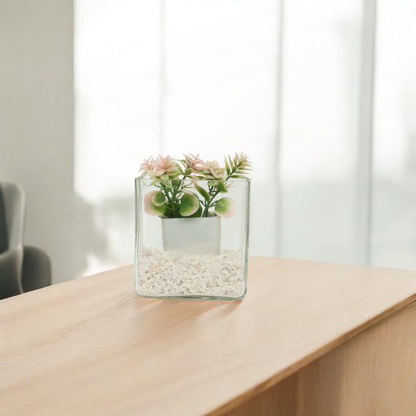 Chic Decorative Glass Square Flower Vase – Stylish Centerpiece for Any Space