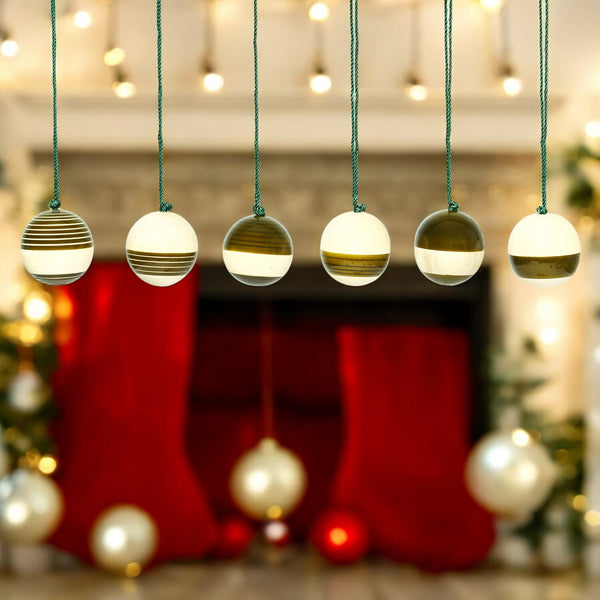 Christmas Décor Handcrafted Eco-friendly Green Wooden Baubles - Set of 6