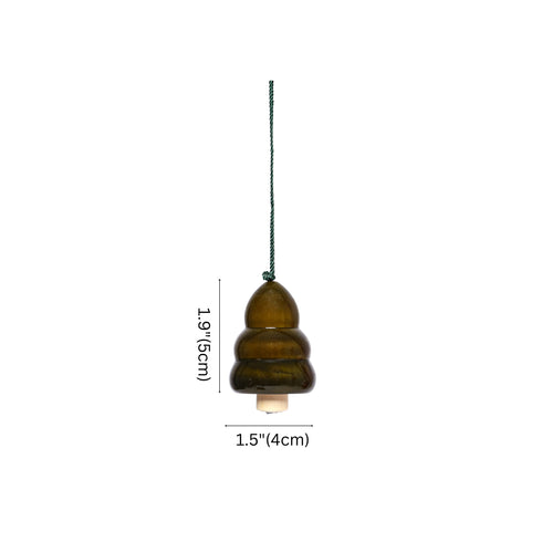 Christmas Décor Handcrafted Eco-friendly Green Wooden Tree Bell Hangings