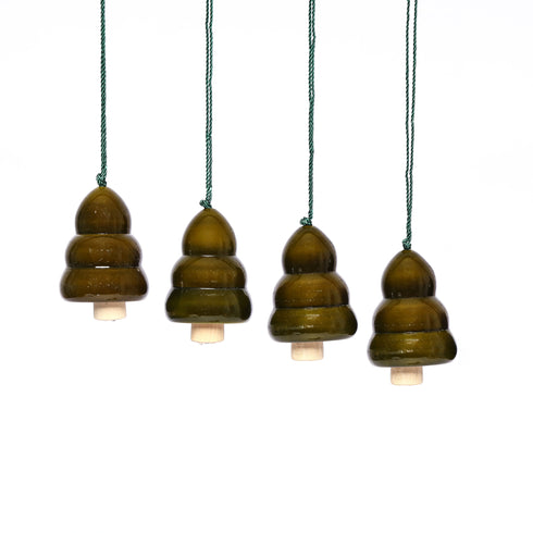 Christmas Décor Handcrafted Eco-friendly Green Wooden Tree Bell Hangings
