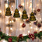 Christmas Décor Handcrafted Eco-friendly Green Wooden Tree Bell Hangings—Set of 4