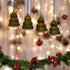 Christmas Décor Handcrafted Eco-friendly Green Wooden Tree Bell Hangings—Set of 4