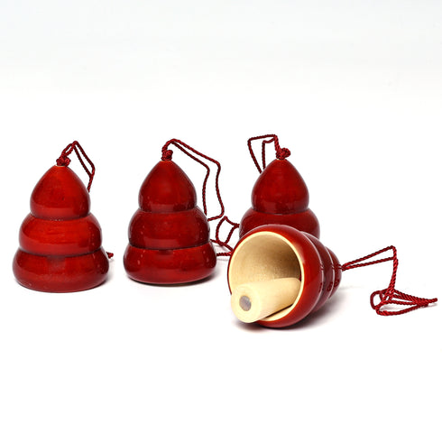 Christmas Décor Handcrafted Eco-friendly Red Wooden Tree Bell Hangings