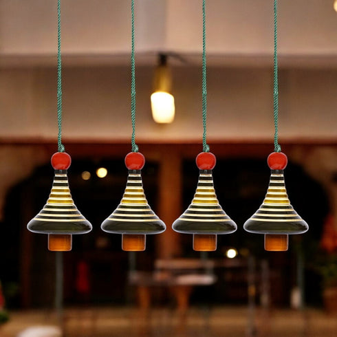 Christmas Décor Handcrafted Eco-friendly Wooden Tree Hangings—Set of 4