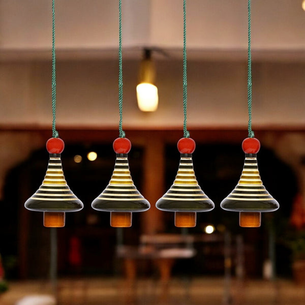Christmas Décor Handcrafted Eco-friendly Wooden Tree Hangings—Set of 4