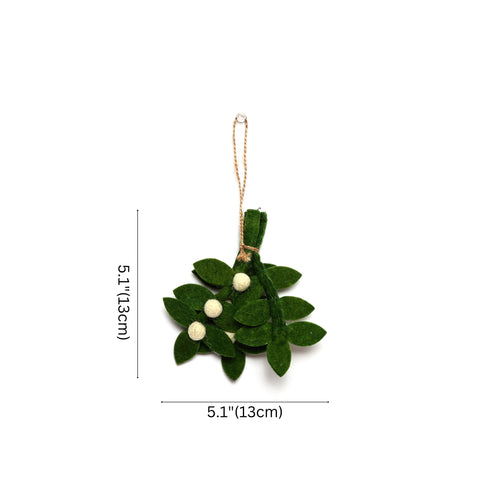 Christmas Décor Handmade Felt Mistletoe Bunch - Green