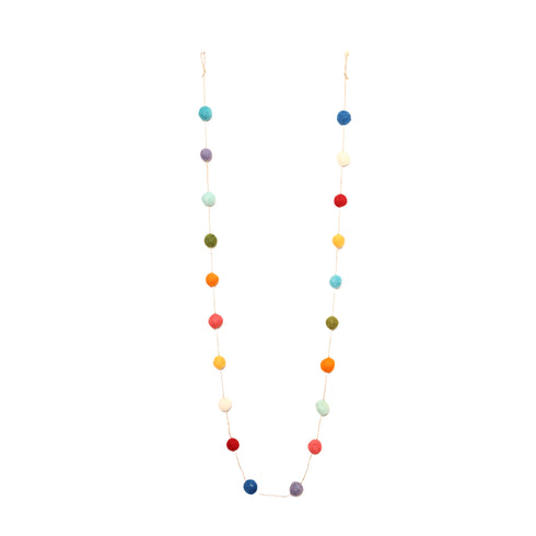 Christmas Décor Handmade Felt Pompom Garland—Multicolour