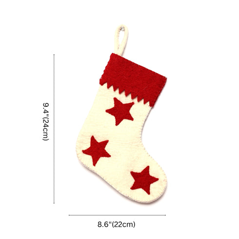Christmas Décor Handmade Felt Sheet Stocking—Star Design
