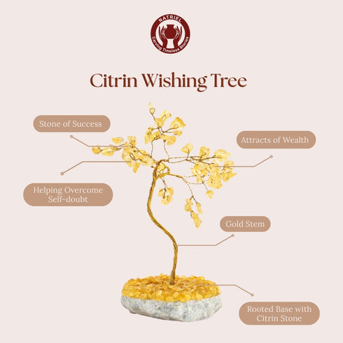 Citrin Wishing Tree with labeled benefits on a beige background